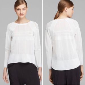 Helmut Lang Semi Sheer Woven High Low Top